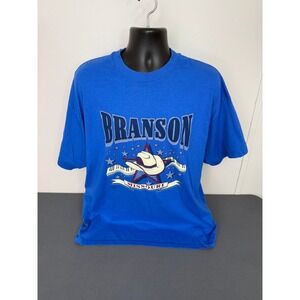 Hanes T-Shirt Mens XL Branson Missouri Vintage Graphic Blue Cotton Blend Tee